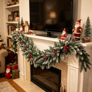 Christmas Holiday Decoration Artificial Snow Pine Needle Garland With Lights for Hotel Decor Mall Storefront Displays