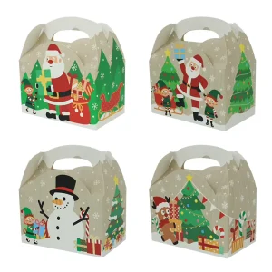 Christmas Holiday Gift Boxes Matt Lamination Recyclable Foldable Paperboard for School Classroom Party Favors Candy Treats Food