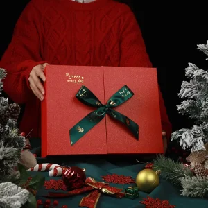 Christmas Holiday Gift Boxes Red Lid Bowknot Valentine’s Day Surprise Present Packaging Carton Portable Embossed Chinese New