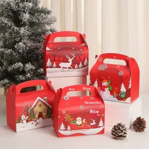 Christmas Holiday Reindeer Themed Rectangular Kraft Paper Gift Fruit Box