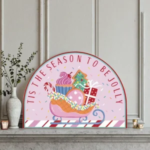 Christmas Home Decoration Aluminum Alloy Canvas Painting in Art Deco Design Style 30.5cm*40.5cm Irregular Shape