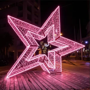 Christmas IP65 Waterproof Star Shaped Decorative Custom Oversized Fiberglass Star 3D LED Outdoor Festival Decorative Light