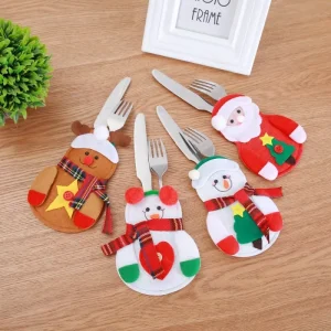 Christmas Knife and Fork Bag Holder Snowman Cutlery Holder Christmas Banquet Table Decorations