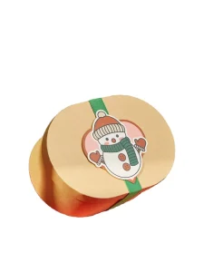 Christmas Kraft Paper Gift Box Round Gift Box Santa Claus Tree Sticker Holiday Candy Biscuit Box Custom