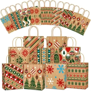 Christmas Kraft Paper Gift Packaging Bags Holiday Candy Cookie Snack Takeaway