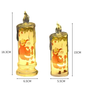 Christmas LED Candle Lamp Simulated Atmosphere with Built In Print Electronic Holiday Decorations Made of Plastic