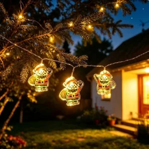 Christmas LED Santa Snowman Hanging Lights for Tree Window Decor Multi Power Battery USB Solar Plug In