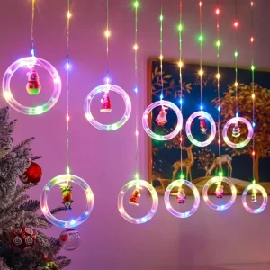 Christmas LED Star Curtain Icicle Wish Ball Style String Lights for Room Decoration Ambient Flashing Lighting