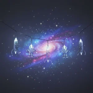 Christmas LED Wall Decorations String Light Astronaut Spaceship Pendants Warm White Rocket Festoon Lights IP44 Commercial Use