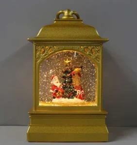 Christmas Large Water Lantern LED Snow Globe Lantern with Santa Snowman Swirling Glitter Holiday Home Decor