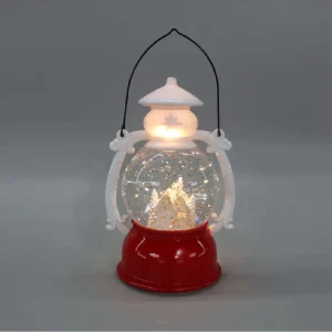 Christmas Large Water Lantern Vintage Style Snow Globe Lantern Santa Swirling Glitter LED Decor Indoor Use Portable IP44 Rated