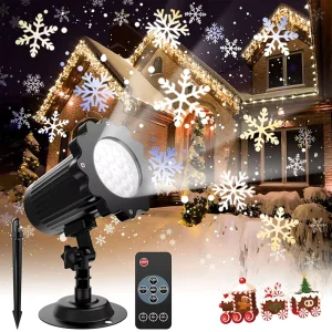 Christmas Laser Projector Lights Remote Control Dimmable Holiday Decoration IP65 Outdoor Waterproof Projection Snowflakes Lamp