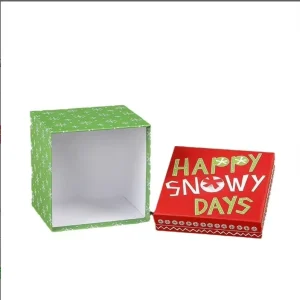 Christmas Lift off Lid Book Shape Rigid Recyclable Gift Box for Socks Snacks Holiday Souvenirs