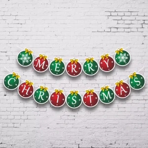 Christmas Lights Paper Banner Bunting Merry Christmas Party Decoration Supplies