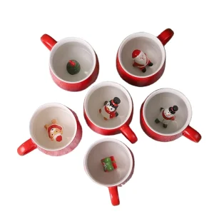 Christmas Mug Ceramic Cups 3D Custom Coffee Mug Statue Santa Tree Deer Snowman Gift Inside Cup