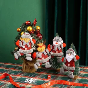 Christmas Ornaments Hand carved Modern Copper PVC Santa Claus Snowman Indoor Hang Decorations for New Year Navidad
