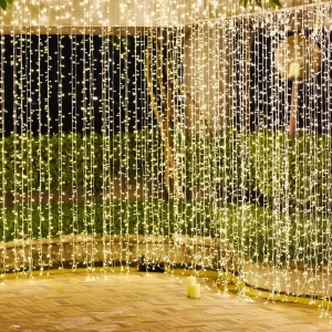 Christmas Outdoor Garden Lights IP44 Landscape Yard Patio Holiday Warm White Connectable Decorative LED Curtain Light