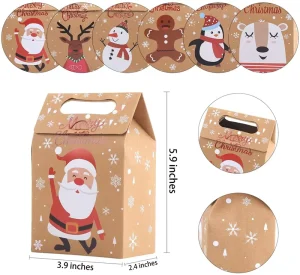 Christmas Packaging Gift Boxes, 24PCS Christmas Candy Gift Treat Bags for Xmas Party Supplies