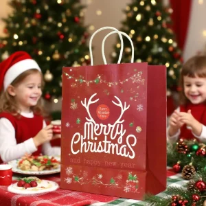 Christmas Paper Gift Bags Packaging With Handle for Holiday Paper Gift Bags Christmas Goody Bags