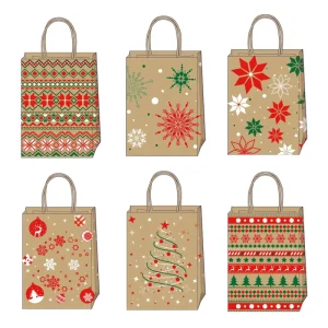 Christmas Paper Gift Bags with Handle, Goody Bags