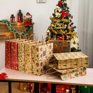 Christmas Paper Gift Bags with Handle, Goody Bags