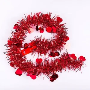 Christmas Party Birthday Decoration 2-meter Heart-shaped Tinsel Garland Dance Wedding Room Decoration Ribbon