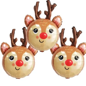 Christmas Party Decoration Set Balloon Polyester Film Foil Reindeer Santa Claus Candy Cane Happy Birthday Arch Kit 3 Pieces