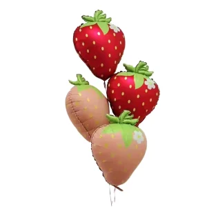 Christmas Party Decoration Strawberry Shaped Foil Aluminum Balloons Filled with Helium for Festive Decorations