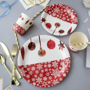 Christmas Party Decoration Supplies Holiday Party Tableware Pack Disposable Dinnerware Set Christmas Paper Plates