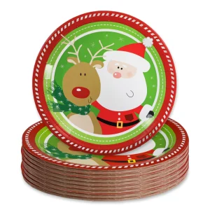 Christmas Party Festival Paper Plates High End Disposable Exquisite Design Materials Tableware Santa Claus Cartoon Elk Pattern