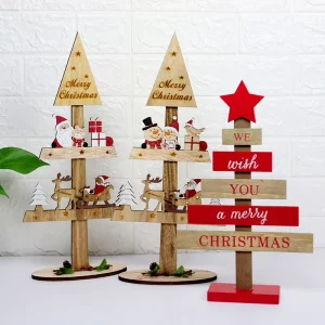 Christmas Party Home Decorations Table Santa Christmas Tree DIY Wooden Merry Christmas Ornaments