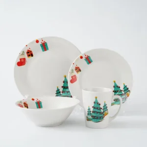 Christmas Pattern Decal Ceramic Dinnerware Set for Festival Dinner Use