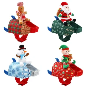 Christmas Pet Cosplay Outfit Gingerbread Man Santa Snowman Elf Rider Dog Costume Adjustable Strap Pet Photo Props