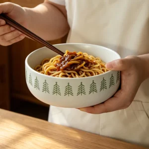 Christmas Pine Grain Vintage Ceramic Bowl Noodle Soup Salad Rice Bowl for Home Use Ins Style Festive Tableware