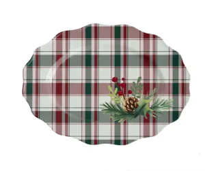 Christmas Plaid Melamine Dinnerware Set Giftable Holiday Tableware for Christmas Housewarming New Year Party