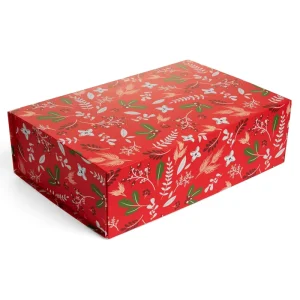 Christmas Red Handmade Paperboard Slotted Gift Magnetic Lid Decorative Gift Packaging Holiday Presents Treats Ornaments