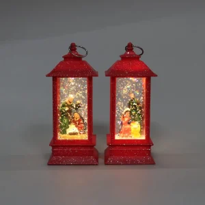 Christmas Red LED Glitter Water Lantern Snow Globe Light Reindeer Santa Home Decoration