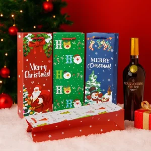 Christmas Red Wine Gift Bag White Cardboard Festive Party Rectangular Colorful Packaging Creative Single Bottle Gift Pouch