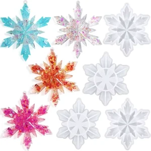 Christmas Resin & Silicone 4-Piece Big Snowflake Molds for Christmas Ornaments and Winter Decor Made in China