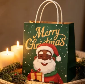 Christmas Retail Kraft Shopping Bags Eco Friendly Brown Gift Bags for Holiday Store