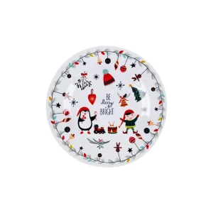Christmas Santa Claus Penguin Pattern Unbreakable BPA Free Holiday Party Dinnerware Melamine Dinner Plates