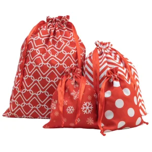 Christmas Santa Cloth Large Gift Bags Sublimation Blanks Red Drawstring Customizable Size Graduation New Year Mother’s Day