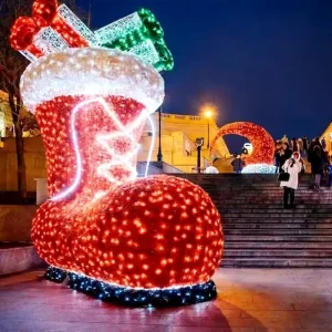 Christmas Santa Shoes Decoration Lights Outdoor Street Plaza Events Decorative 3D Custom LED Motif Lighting