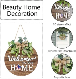 Christmas Seasonal Welcome Sign Front Door Decoration Wall Hanging Wood Wreaths for Outdoor Farmhouse Porch All Seasons Holiday