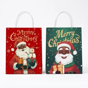 Christmas Series Santa Claus Red Green Kraft Paper Gift Bag