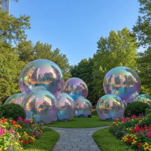 Christmas Shiny PVC Mirror Iridescent Sphere Holographic Balloon Big Inflatable Shinny Ball for Event Party Advertising Decor
