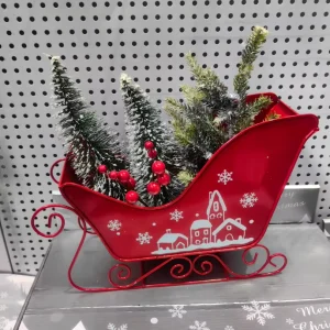 Christmas Sleigh Decorations Festive Designs with Mini Trees Berries Seasonal Accents for Home Styling