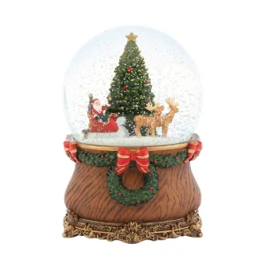 Christmas Snow Globe With Santa Claus, Elk, Musical Light, and Rotating Glass Ball