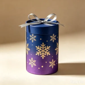 Christmas Snowflake Gradient Eco Friendly Craft Paper Tube Gift Box Gold Silver Ribbon Cylinder Packaging Candy Chocolate Custom