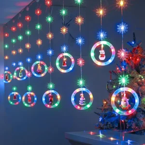 Christmas Snowflakes Curtain Lights 3M 120 LED String Lights USB Battery Power with Remote Hanging Fairy Light for Indoor Party